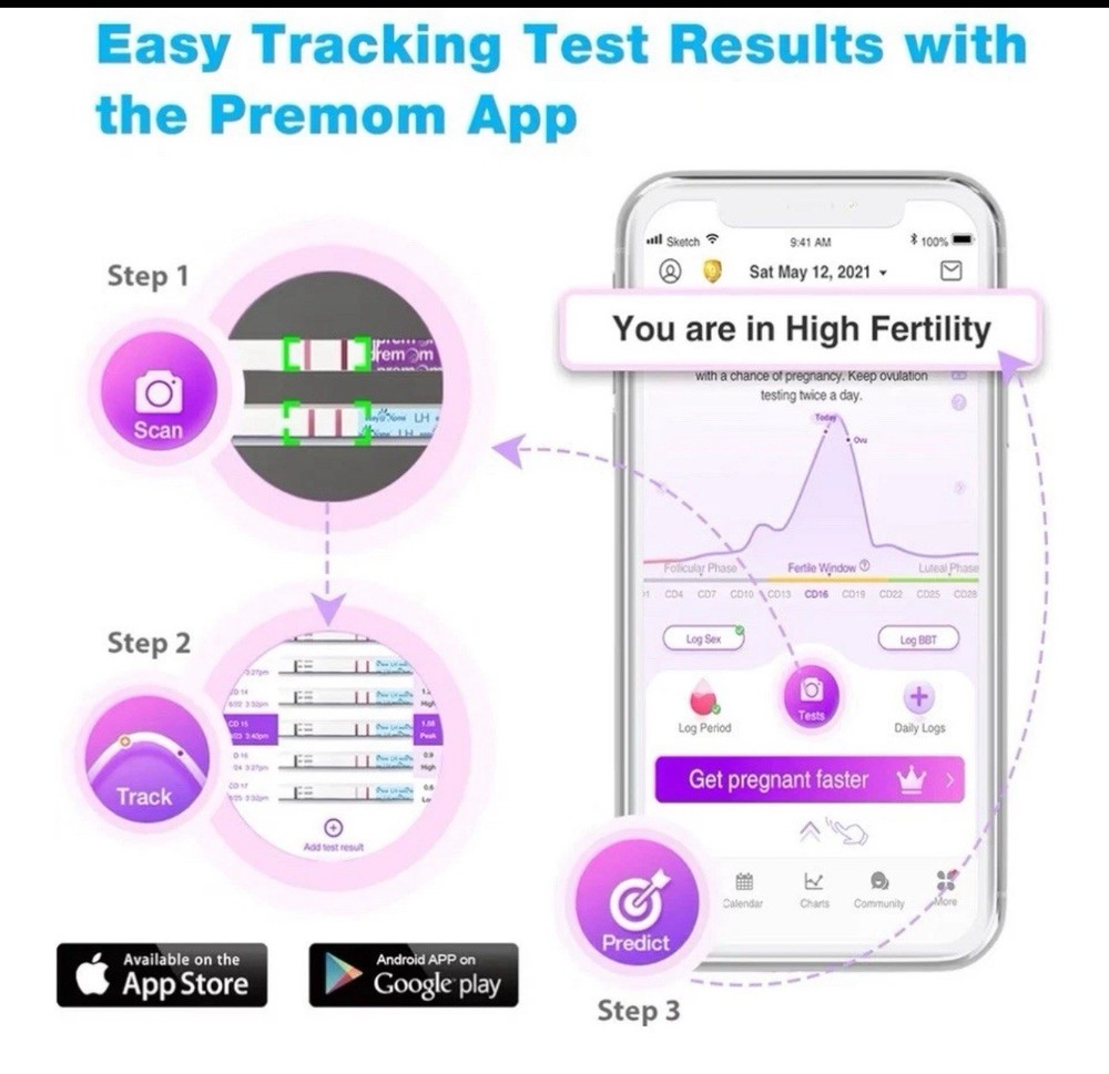 Easy@Home Ovulation Test Strips (50-Pack), FSA Eligible Ovulation Predictor Kit