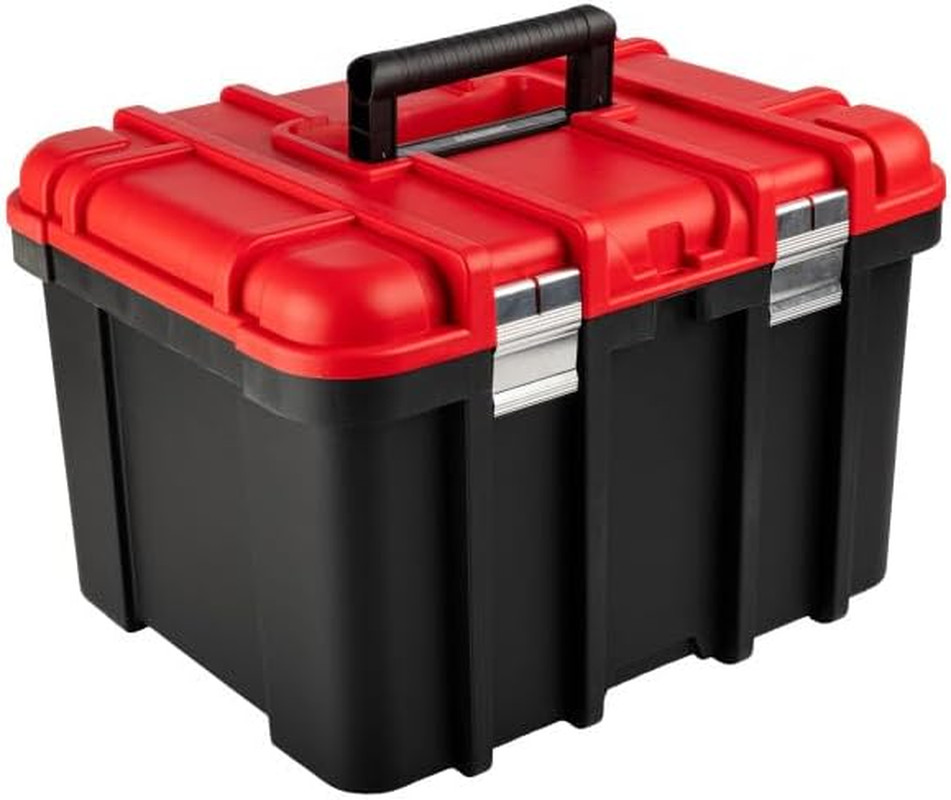 Plastic Tool Box Organizer - 18.7” Extra Large Portable Toolbox with Removable T