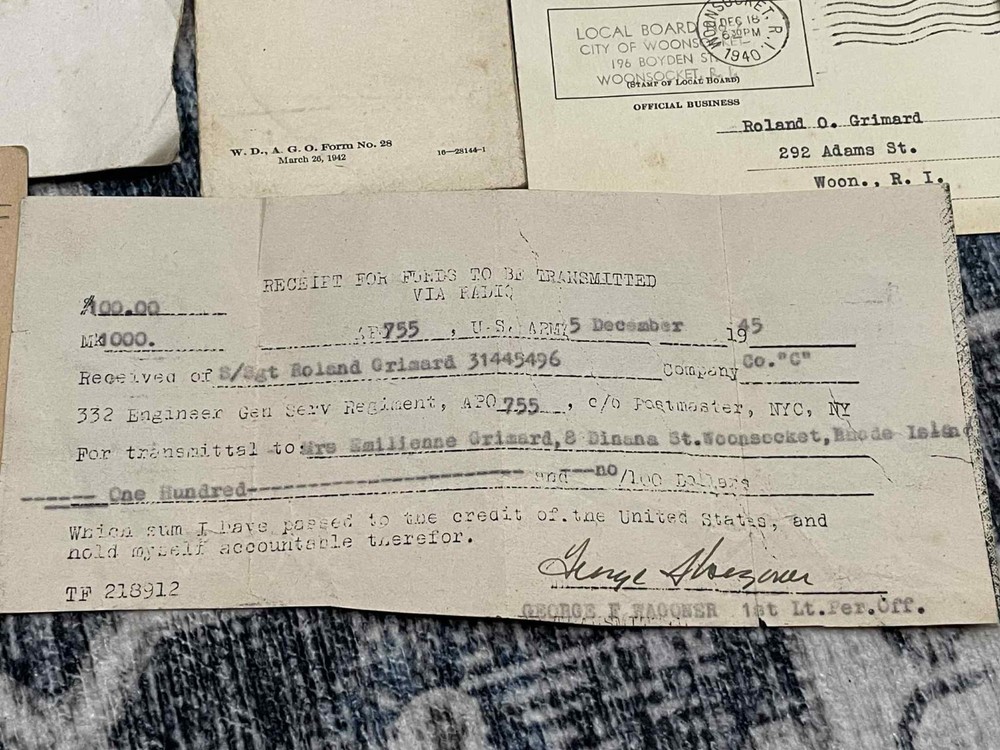 WW2 WWII US Army 332nd Engineer GS Regiment Document Grouping P38 CAPTURE PAPERS