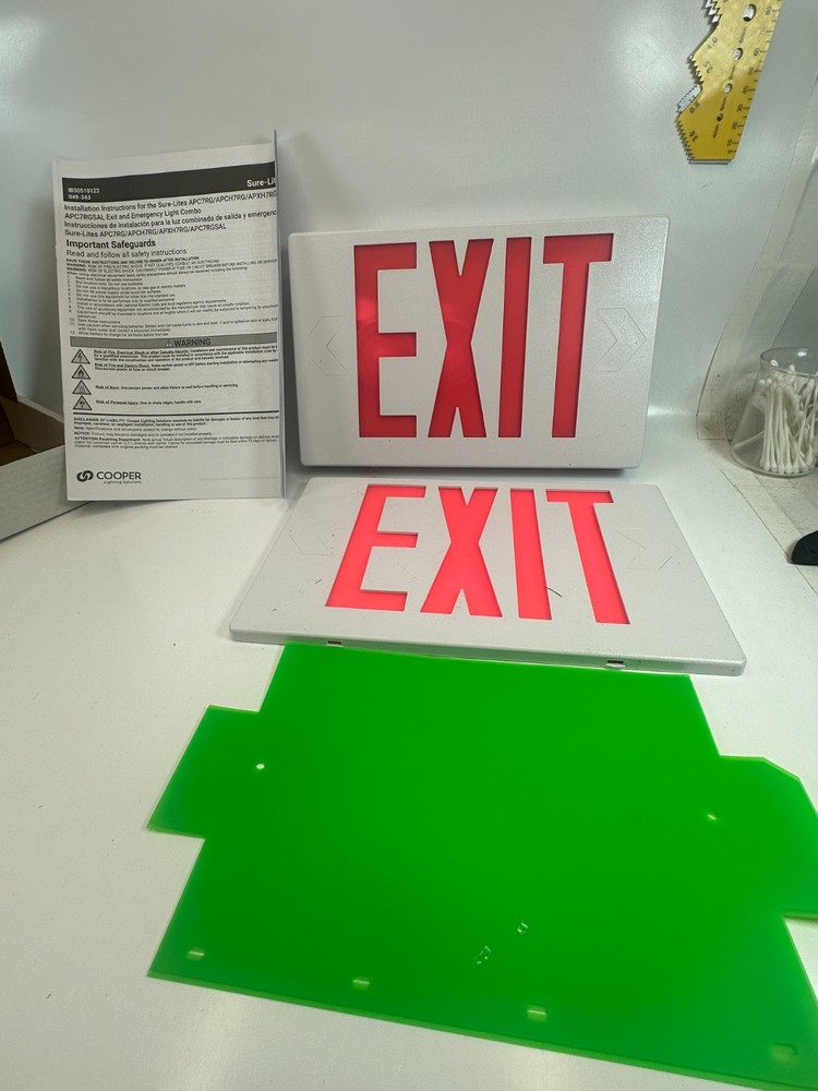 ALL-PRO APC LED Exit and Emergency Light Combo Red and Green White Finish