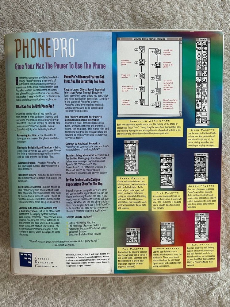 PhonePro V.32 Apple Macintosh software telephony Applications Builder for Mac