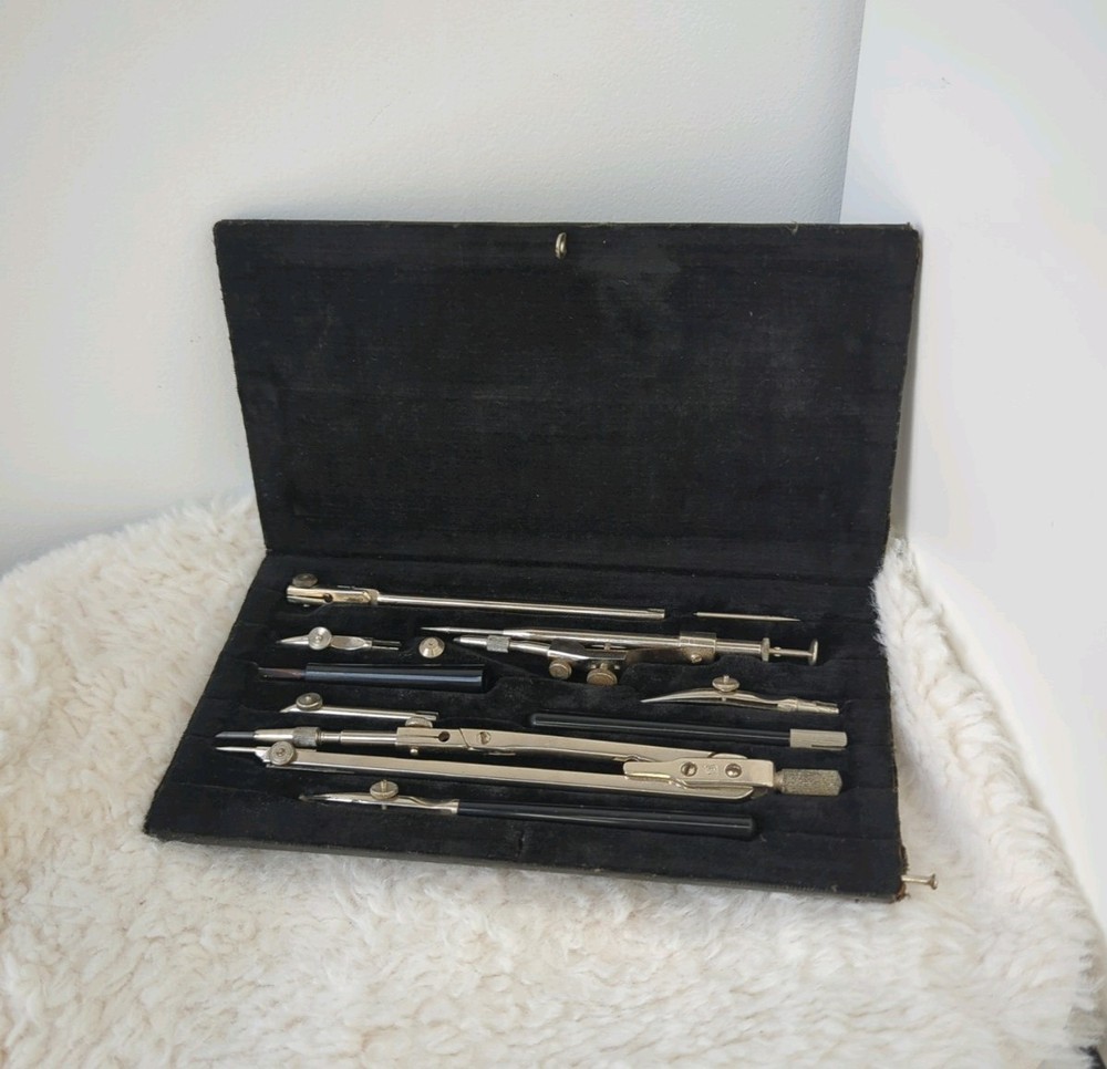 Vintage USSR Drafting Drawing Tool Set Gotovalnya Moscow Soviet Engineering Case