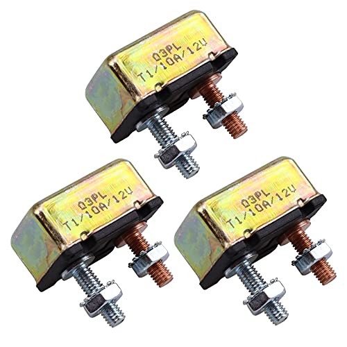 12V Universal Automatic Reset Stud Type Circuit Breaker No Bracket () 3Pack 10A
