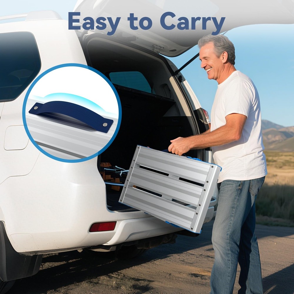 600lbs Work Platform, Foldable Step Stool with One-Click Folding and 3 Adjust.