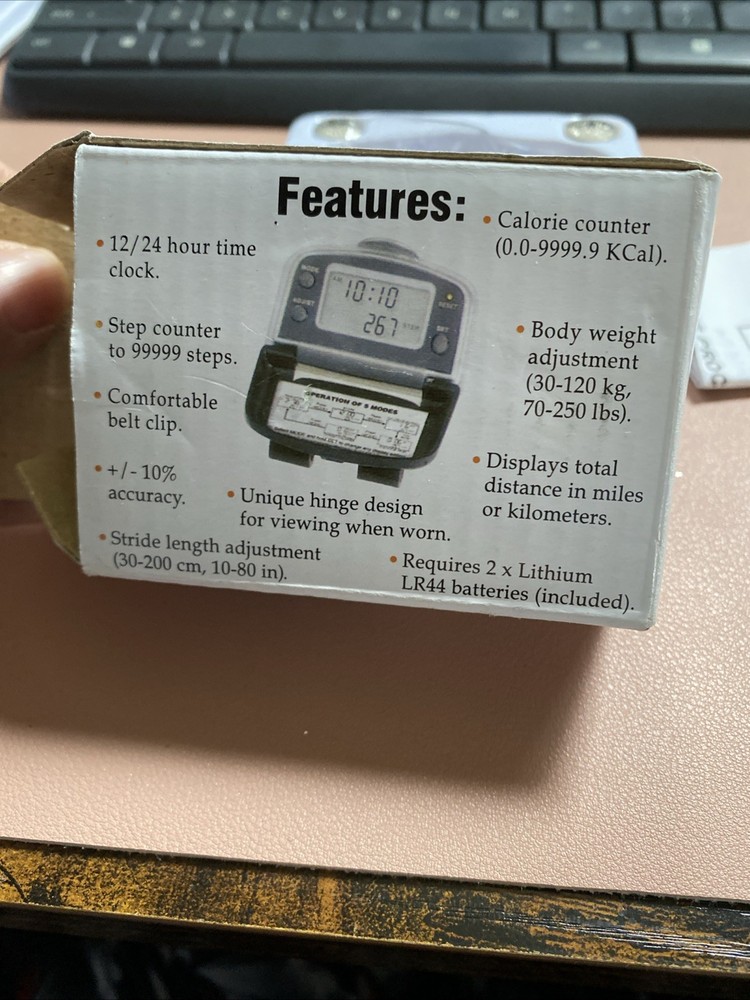 (T) Advantage 5 Function Pedometer AD-288 NEW FACTORY PACKAGING W/ Instructions