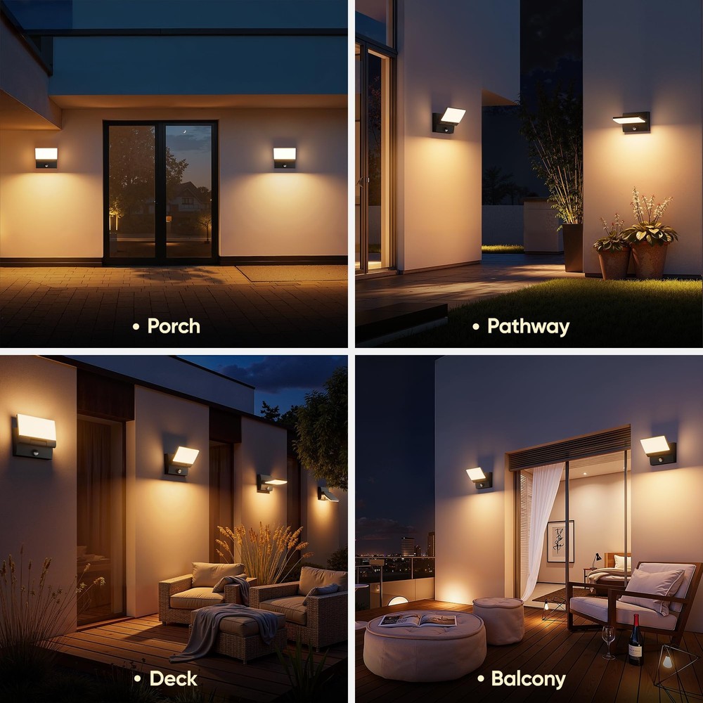 Motion Sensor LED Outdoor Wall Light 2-Pack, Rotatable Adjustable Wall Sconce...