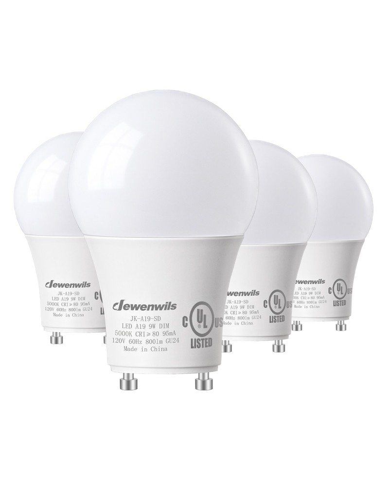 DEWENWILS GU24 LED Bulb 60W Equivalent 9W Dimmable 5000K Daylight White 4 Pack