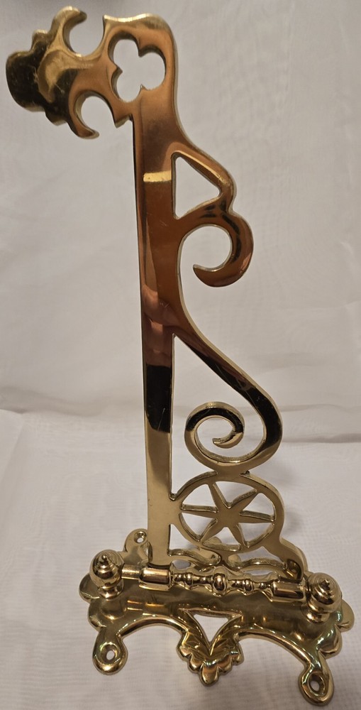 Large Victorian Brass Fireplace Sway Bracket Crane Hook