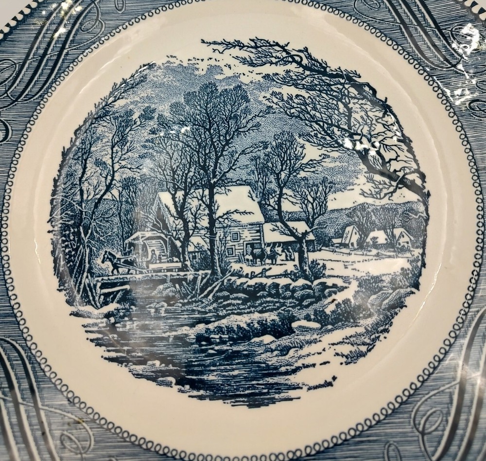 Royal Currier & Ives Blue Dinner Plate