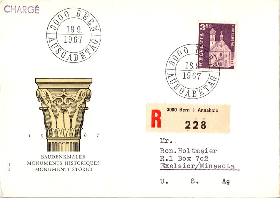 Switzerland Scott 455 Typewritten Address.