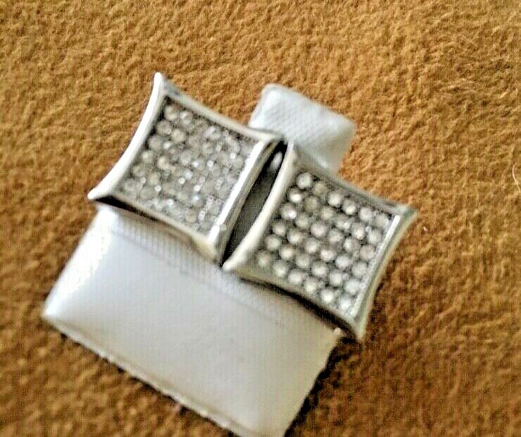 Sterling Silver .925 Square CZ Pave Earrings