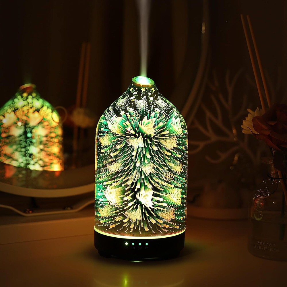 Essential Oil Diffuser Hand Blown Glass Aromatherapy Diffuser - Ultrasonic Cool