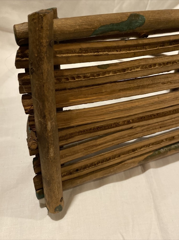 Authentic Handmade Vintage Primitive Stick Twig Basket w/ Handle