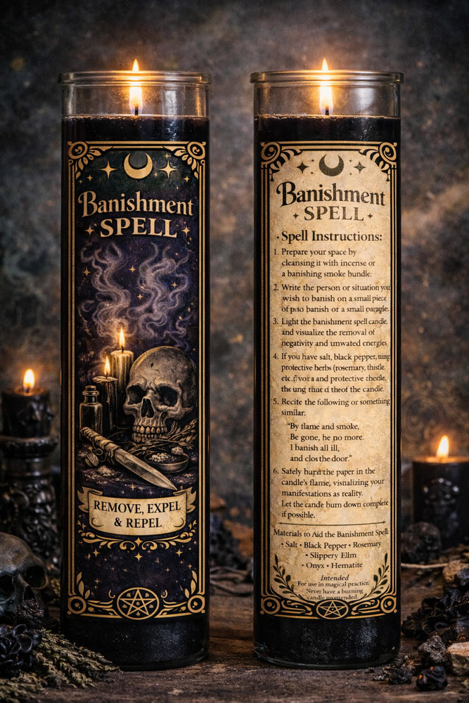 Banishment Ritual Candle – Remove Negative Energy, Spell Work, Witchcraft Ritual