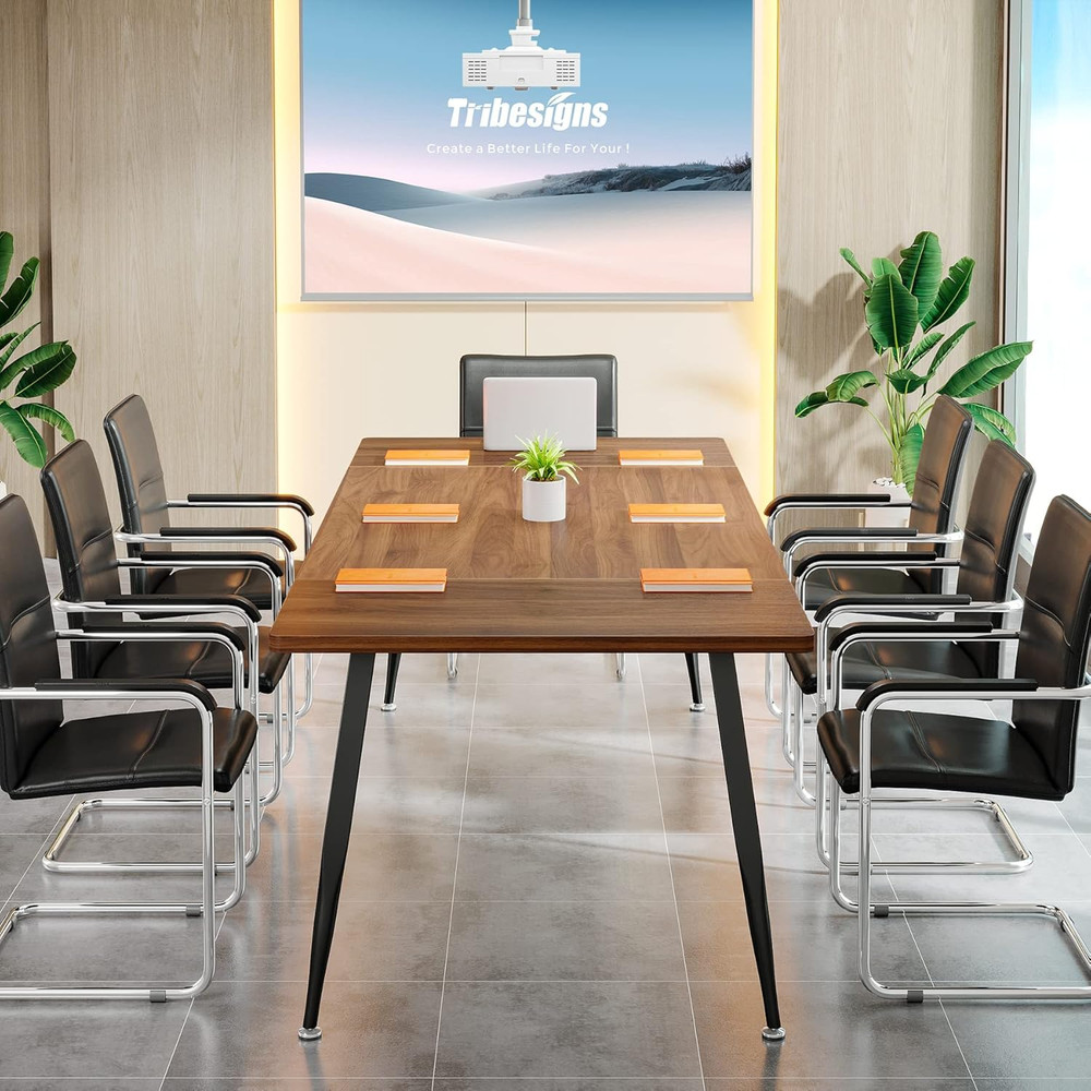 6FT Conference Table, Rectangular Meeting Room Tables, Modern Industrial Seminar