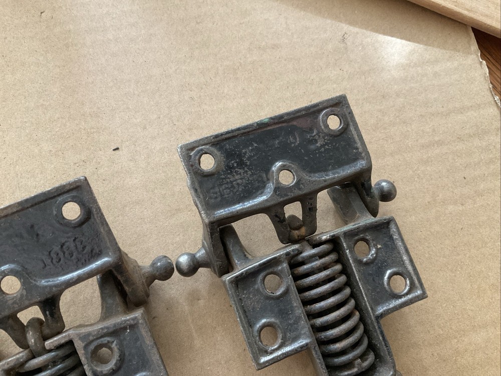 Antique Ornate Victorian Cast Iron Spring Hinge Lot