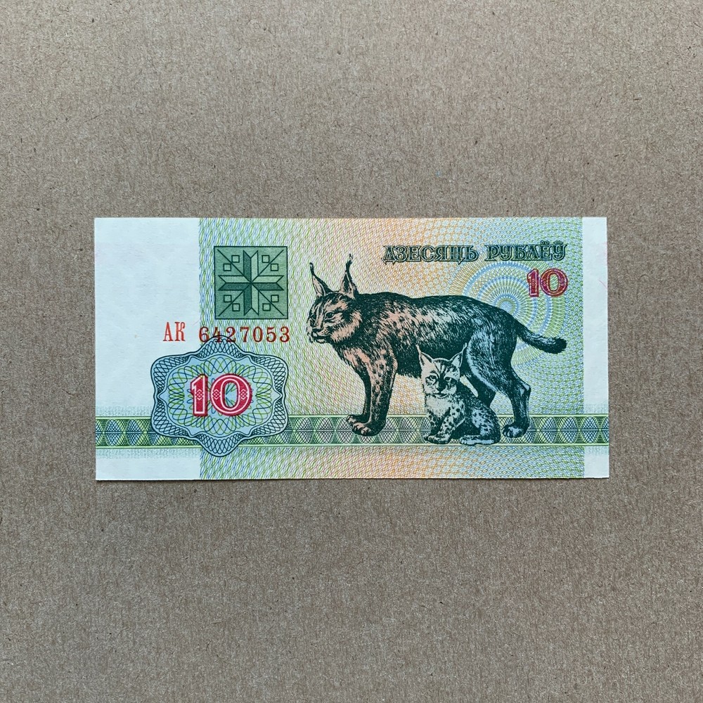 Animal Note. KITTEN. Tiny Belarus Ruble Banknote World Foreign Currency Vintage