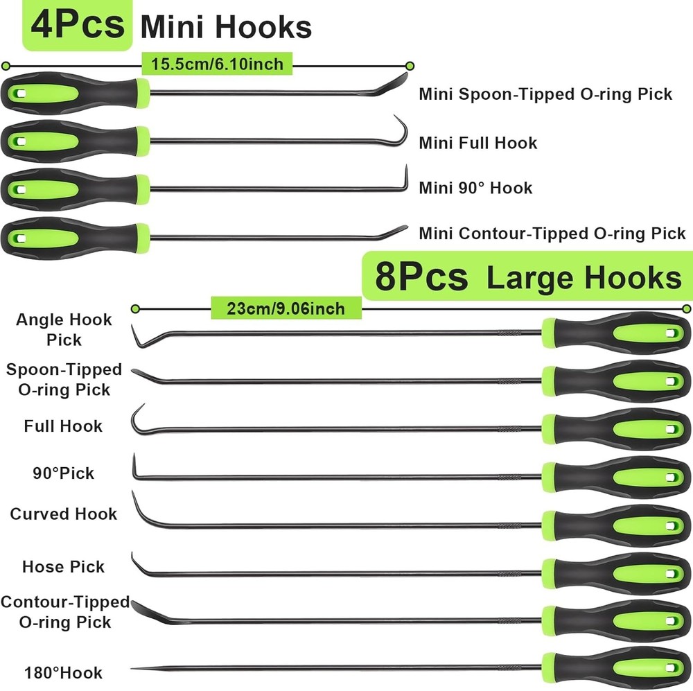 12PCS Automotive Hook and Pick Tool Set,Long & Mini Precision Puller Remover Too
