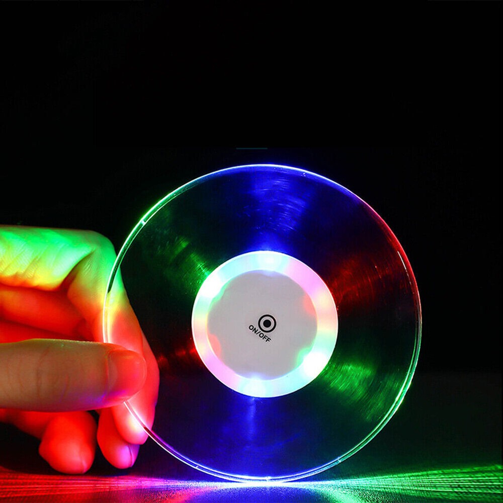 2/4PACK LED Cup Coaster Bar Party Decor Drink Holder Mat Luminous Cocktail Light