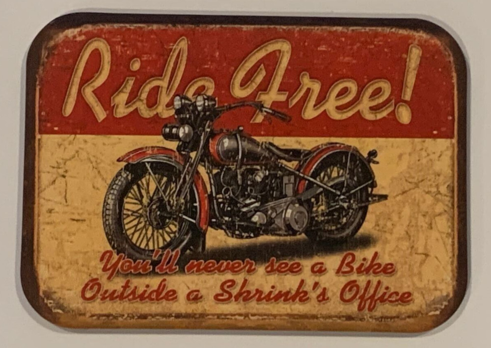 RIDE FREE MOTORCYCLE MAGNET 2.5” X 3.5” ROUNDED CORNERS