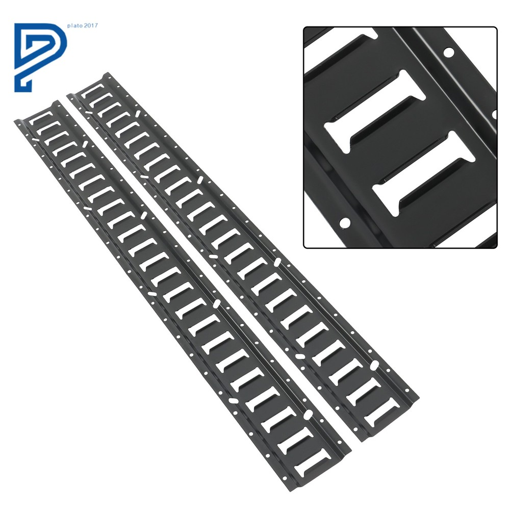 6 Pack 4' E Track Tie Down Rail Galvanized Steel Rail Powder-Coat Black