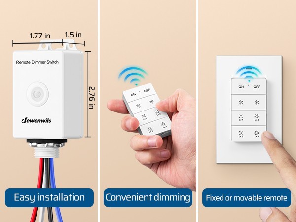 DEWENWILS Wireless Dimmer Switch Kit, Single Pole Outdoor Wireless Light Switch