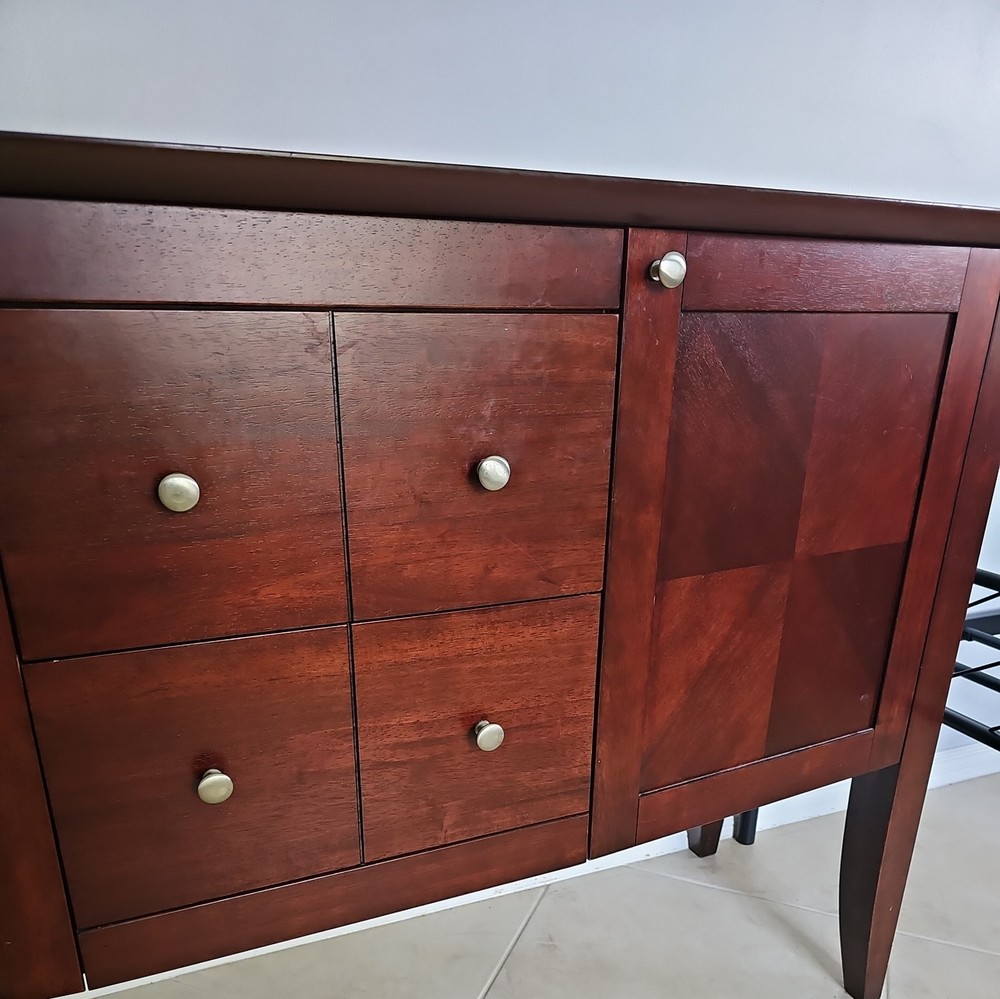 Wood Sideboard Cabinet with Extendable Tray, 2 Drawers and 2 Doors. Pre-owned.