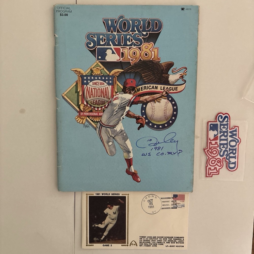 1981 World Series Program & Patch - SIGNED On Cover &pg.66 RON CEY#10 ALS