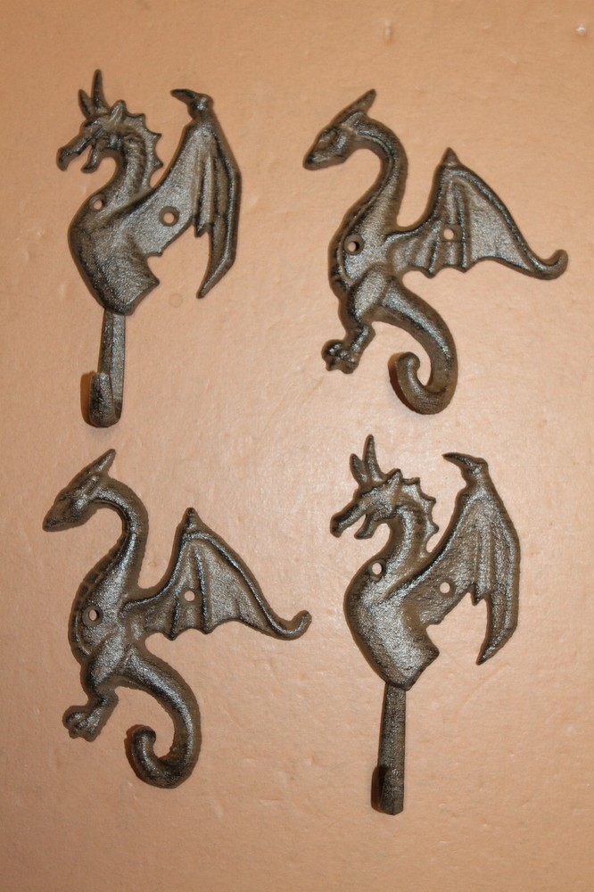 2-DRAGON WALL HOOKS,mythical,folklore, Medieval style,Gothic decor