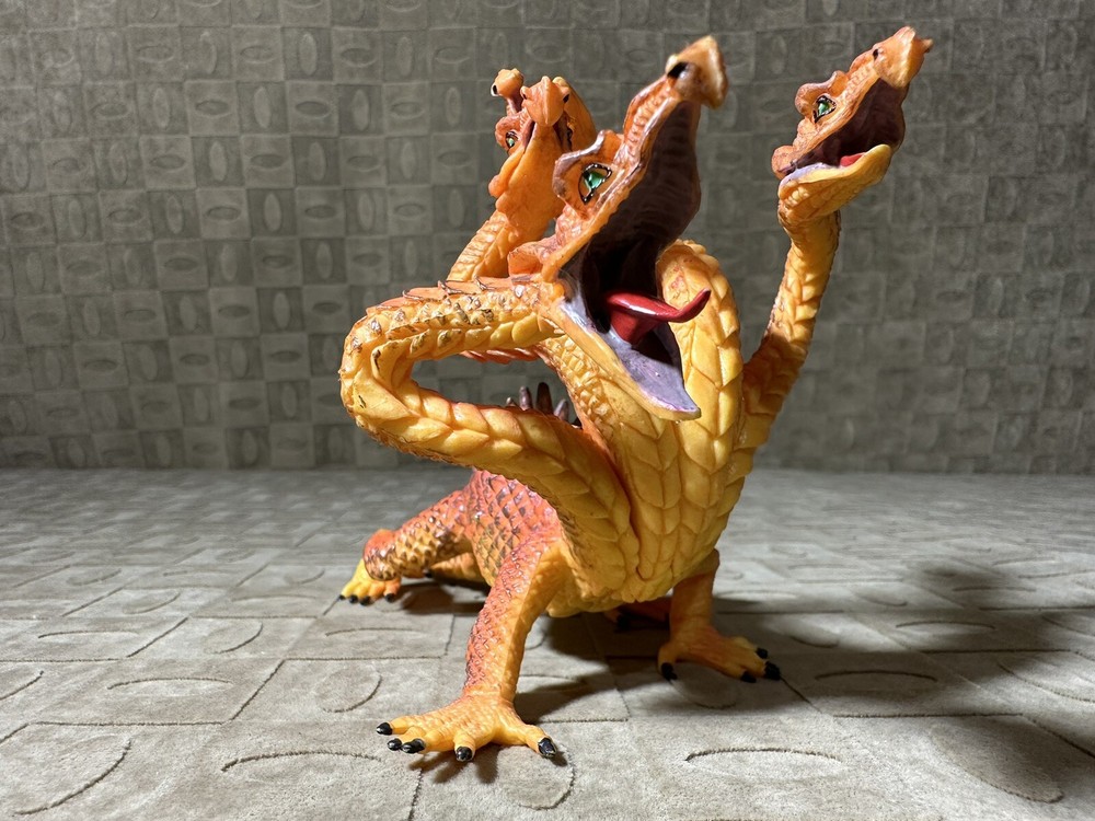 4-Headed Orange Hydra (Dragon) Figure Hard Plastic