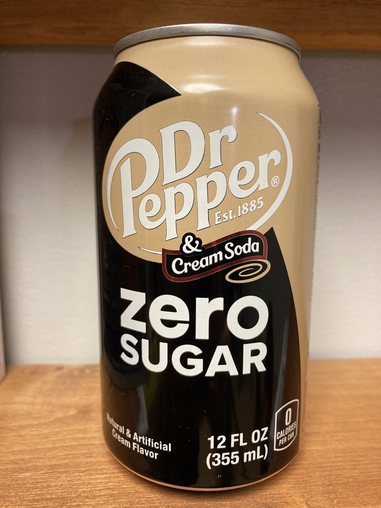 Dr. Pepper Zero Sugar Cream Soda Empty Can. Drained Under Tab.