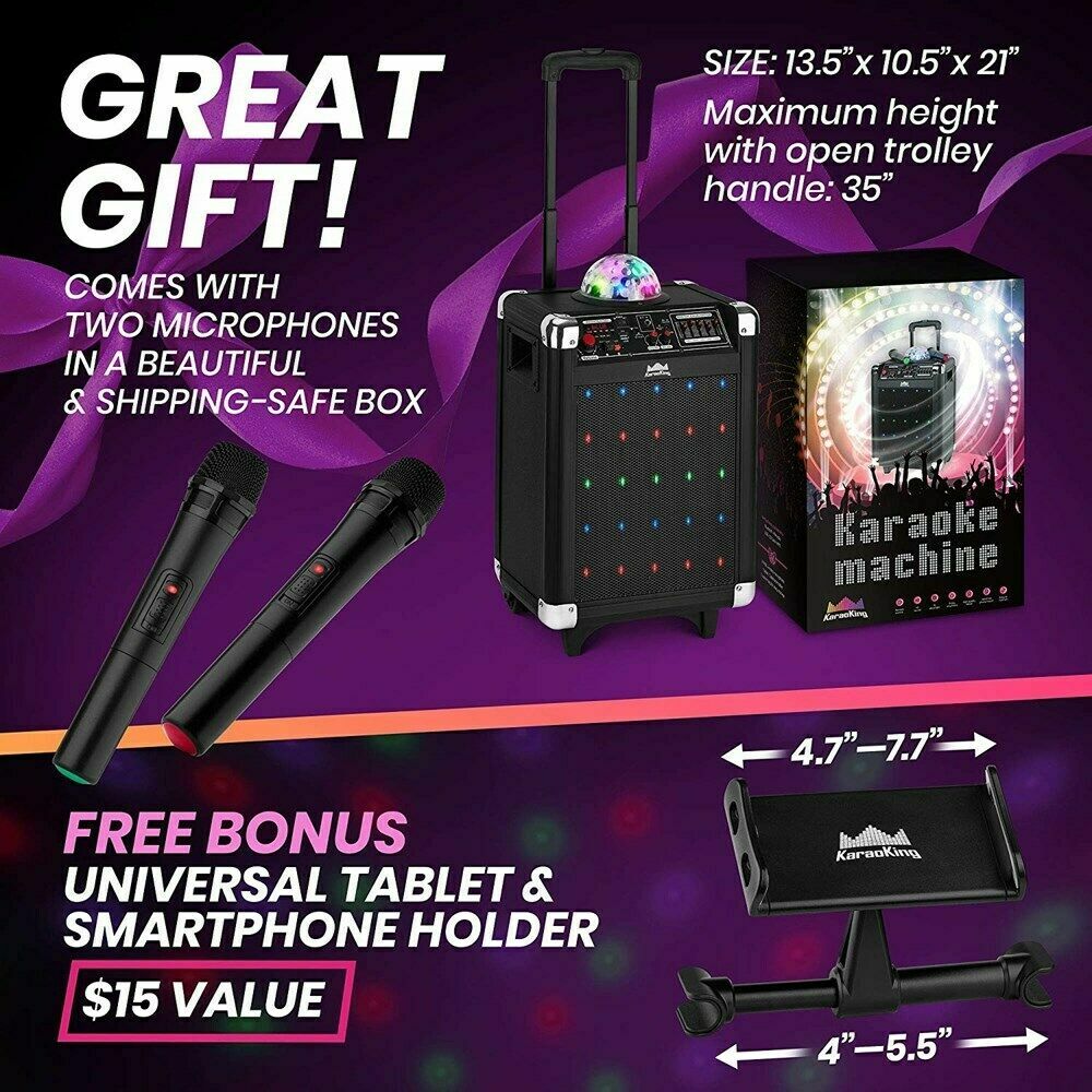 Wireless Karaoke Machine Microphone Speaker Disco Ball Bluetooth Singing System