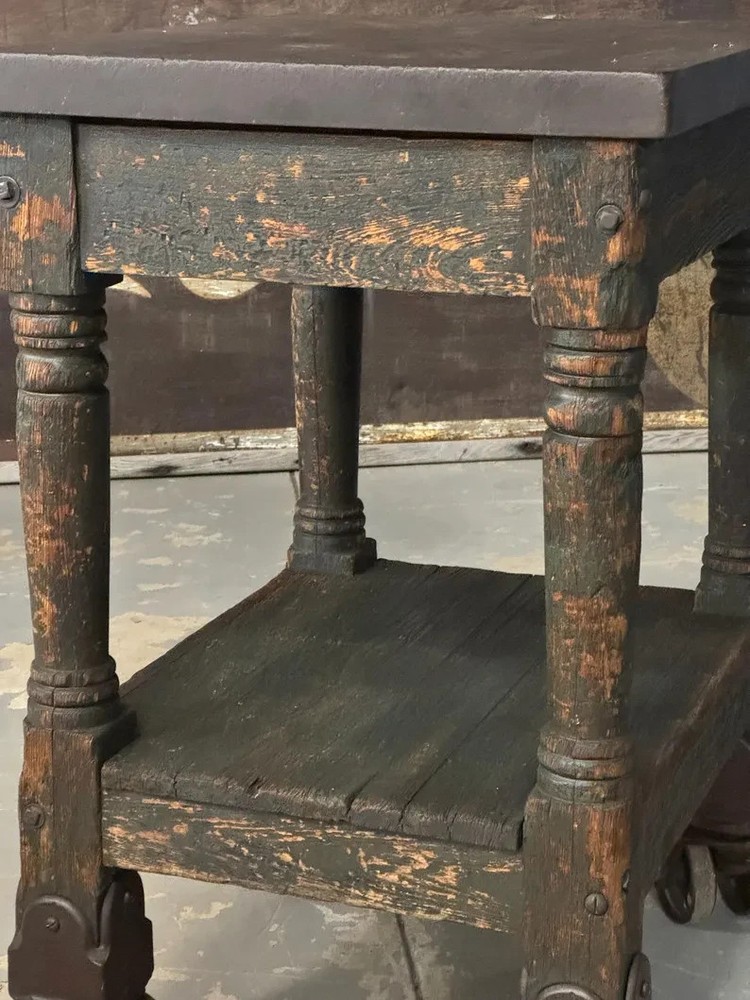Antique Turtle Table On Casters