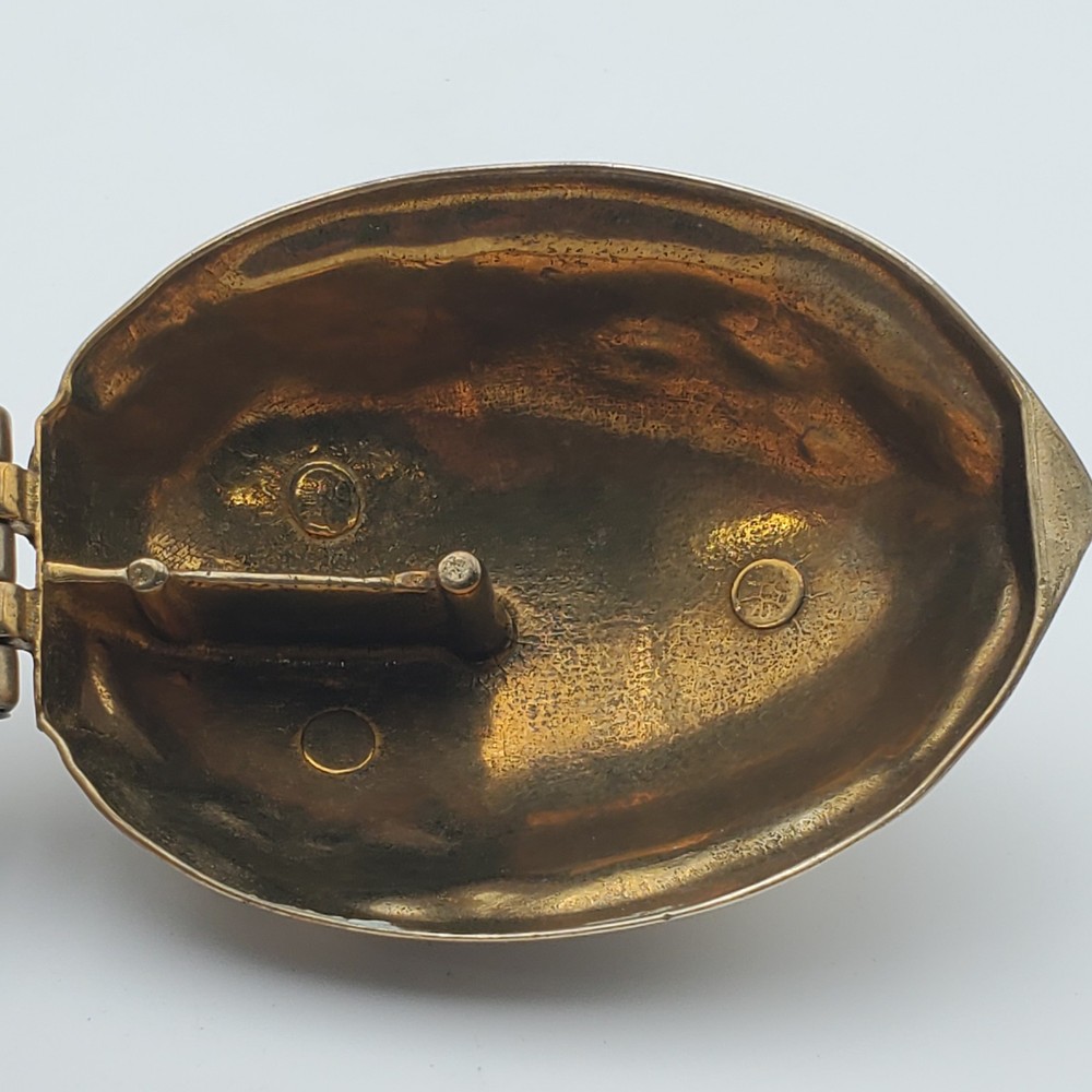 Vintage Heavy Brass Nutcracker Walnut Shaped Box Nut Cracker 1950’s