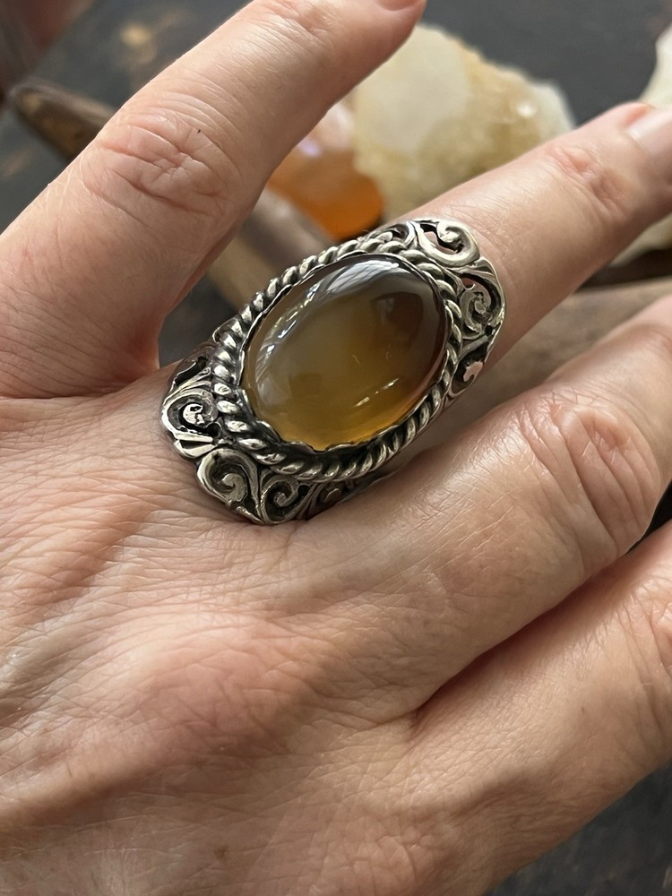 Handmade Sterling And Carnelian Statement Ring Size 7