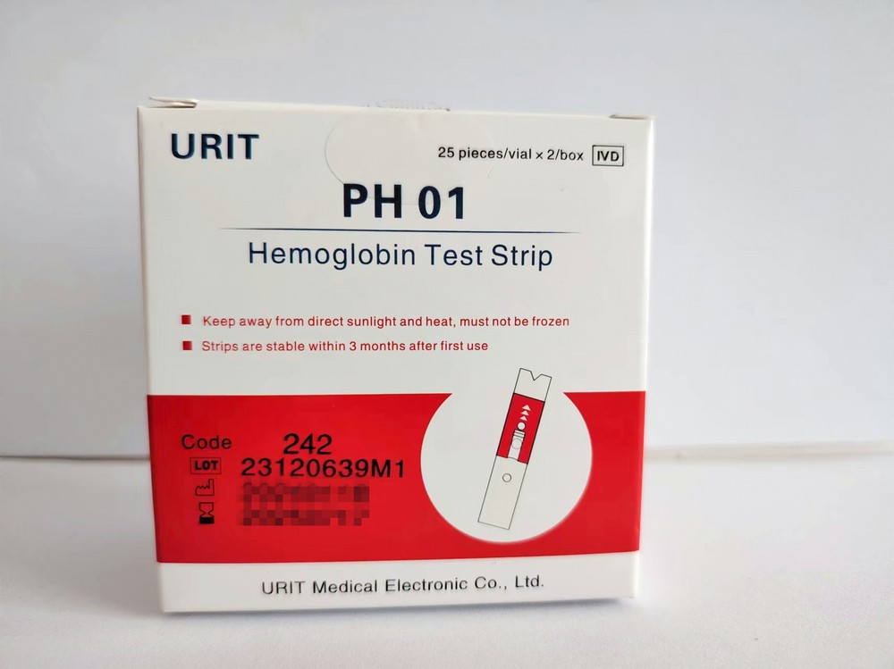 URIT PH-01 Hemoglobin Test Strips Kit - 50PCS Home Hb Fast Check Strips