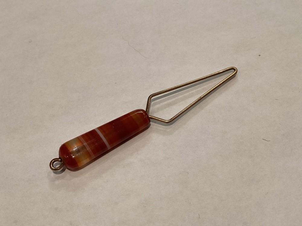 RARE ANTIQUE AUTHENTIC AGATE BUTTON HOOK MUST SEE NO RES