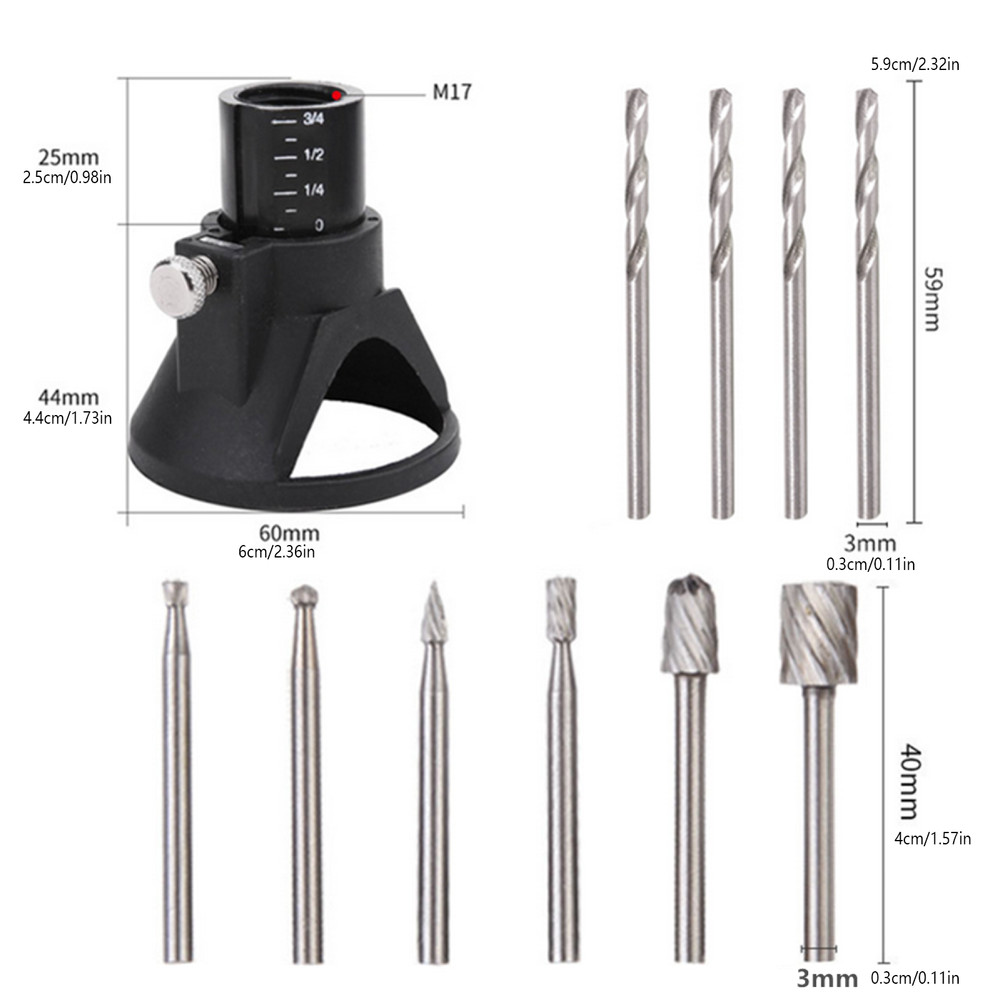 Large Window Wood Guide HSS Router With Drill Bits Set For Dremel D