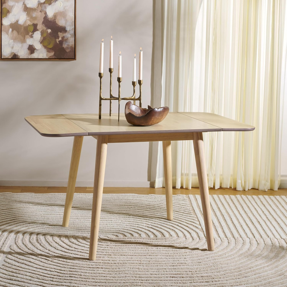 Space-Saving Modern White Washed Drop Leaf Dining Table for 4