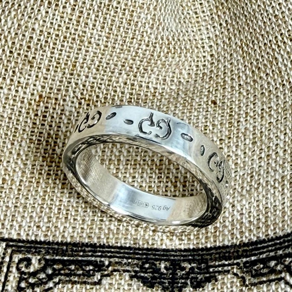 Newly Polished GUCCI Ghost Ring, Size 9, Narrow Type.