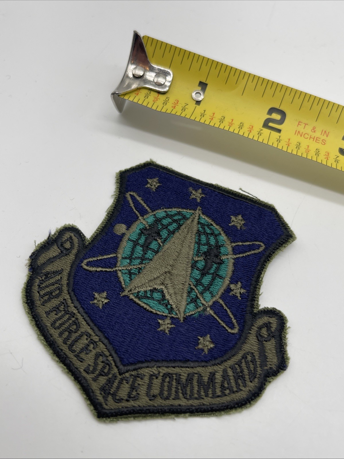 U.S. Military USAF AIR FORCE SPACE COMMAND Patch Insignia Cut Edge Subdued Iron