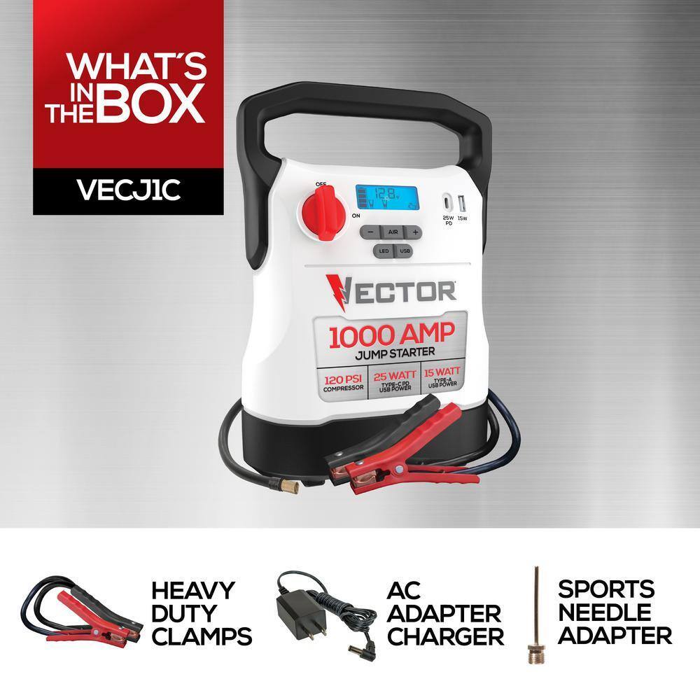 VECTOR 1000 Amp Jump Starter, Compressor, USB Power