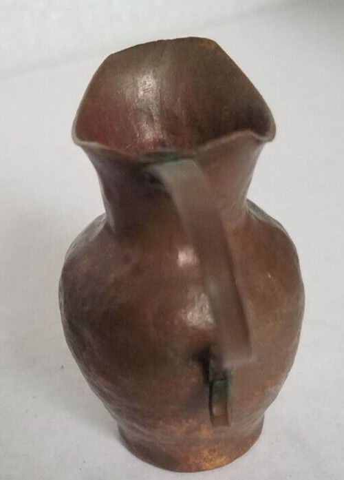 Vintage Handmade Miniature Hammered Solid Copper Pitcher 2-1/4" Tall