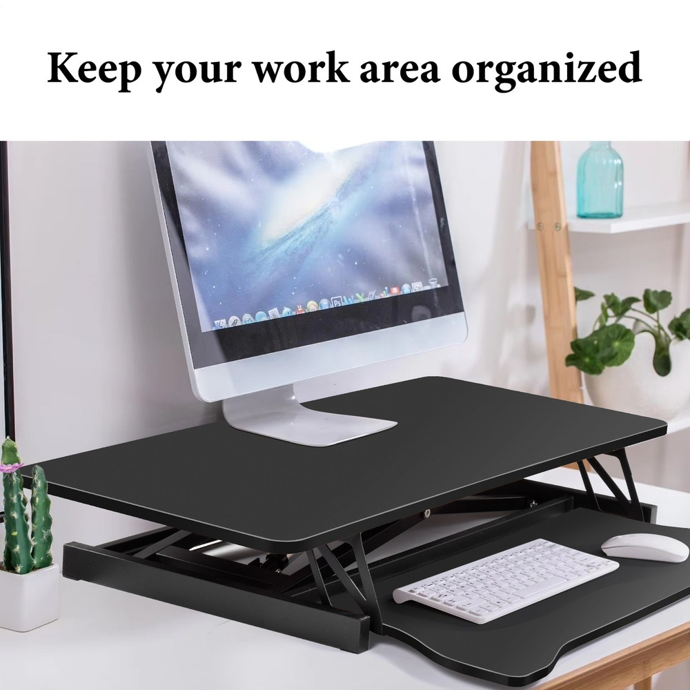 37" Sit-Stand Desk Riser Adjustable Converter Rustic
