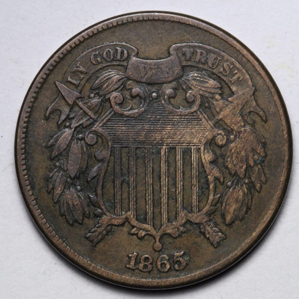 1865 Two Cent Piece VF/XF E137 ZCR