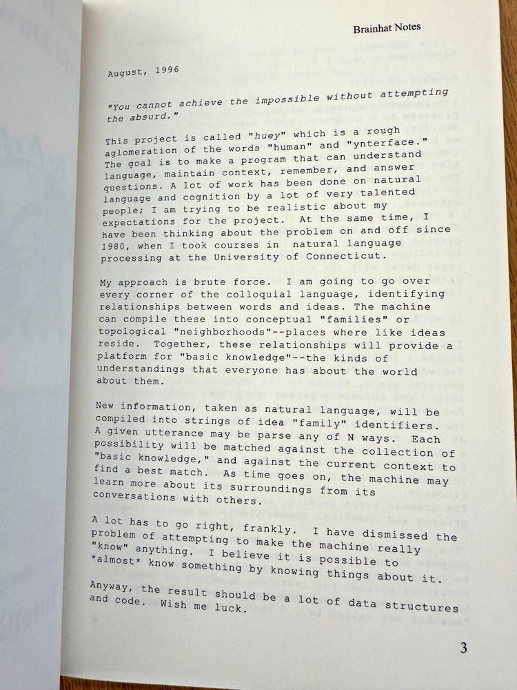 Brainhat Natural Language Processing Notes, First Five Years