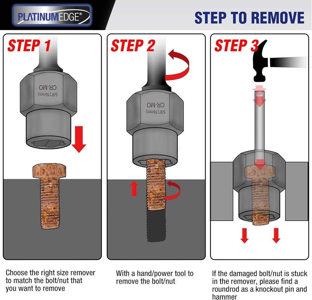 Versatile 13-Piece Bolt & Nut Remover Set - Perfect for Stripped Fasteners