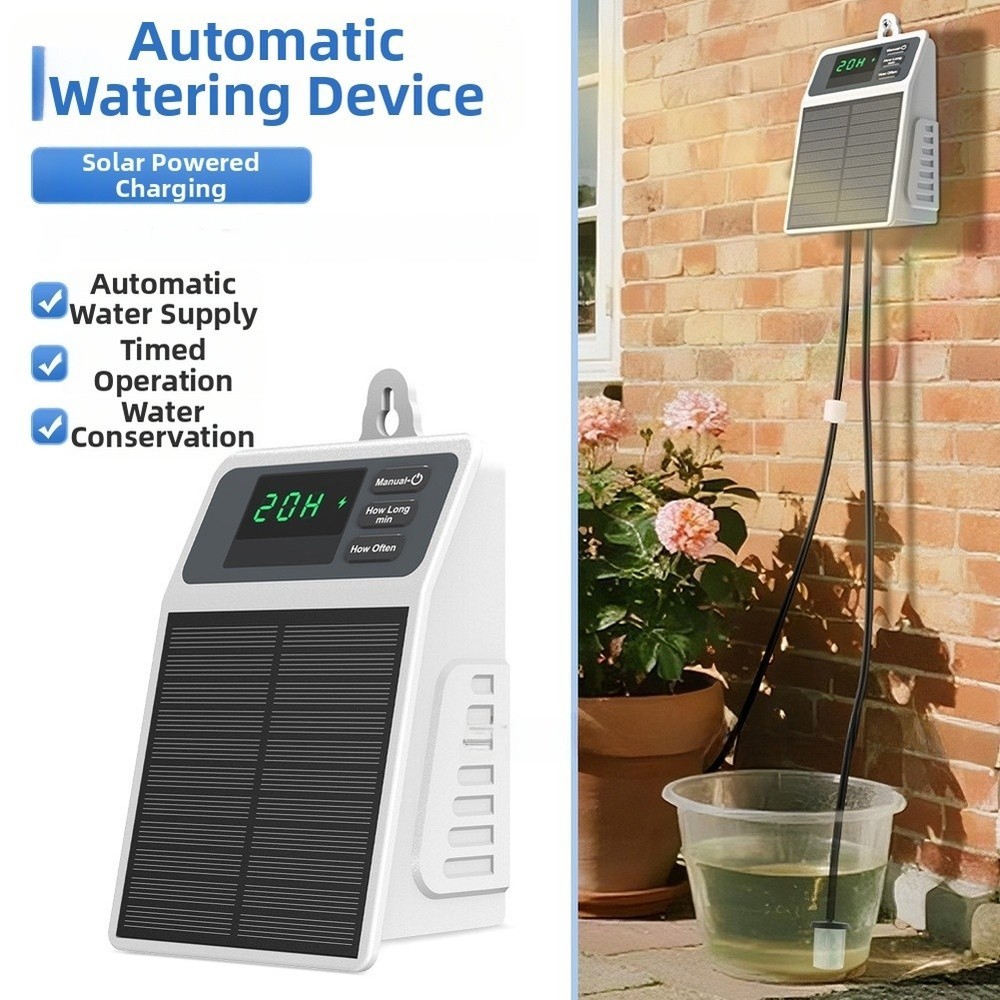 Balcony Friendly Solar Watering System with Adjustable Timer for Potted Plants
