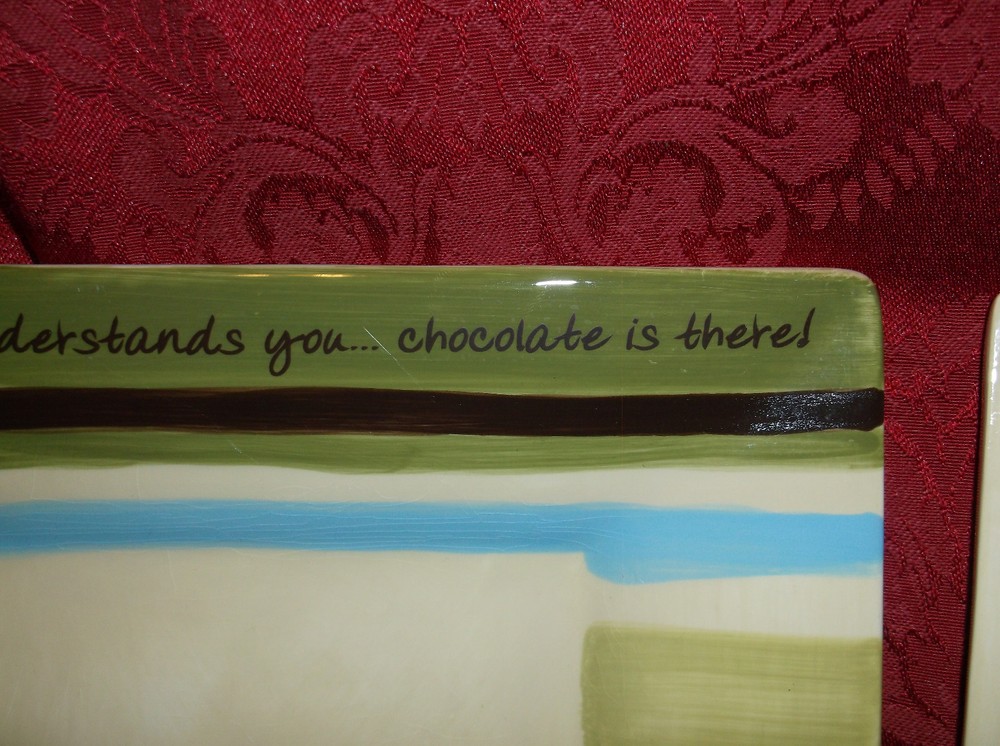 2 CHOCOLAT PLAIN JANE SQUARE DESSERT PLATES