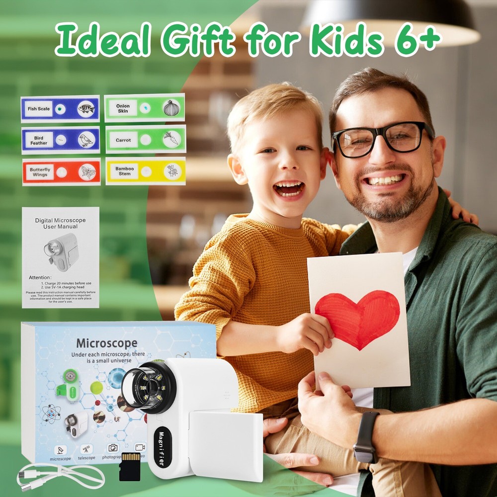 Kids’ Microscope Telescope Camera USB Mini Microscope w/32G MMC Card Microscope